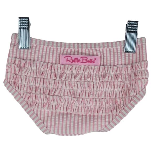 Ruffle Butts Pink Searsucker Top Bottoms Baby Swim Suit UPF 50+ 6-12 months NWT - Picture 4 of 9